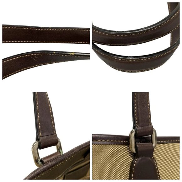 PRADA Logo Jacquard Beige Dark Brown Jacquard Leather Tote Bag 656-042725 - Picture 8 of 14